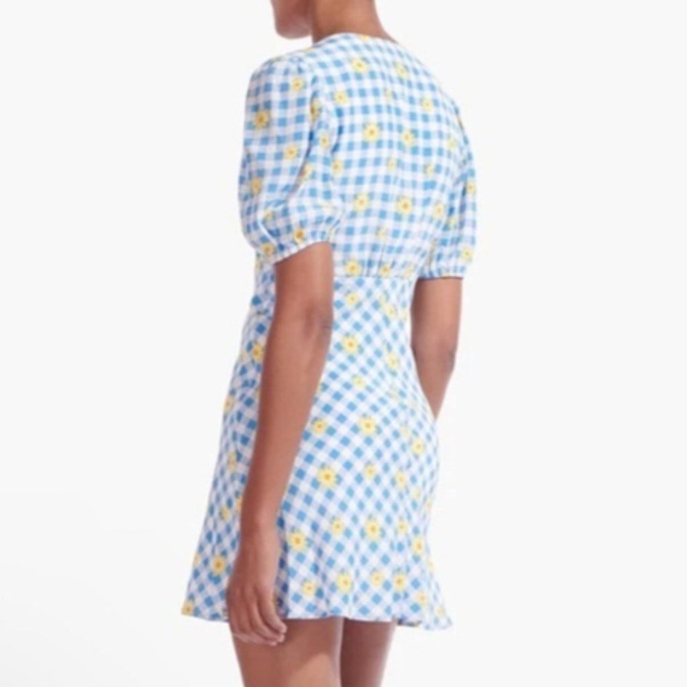 NWT Staud Milla Mini Dress in Gingham Daisy - Picture 6 of 6